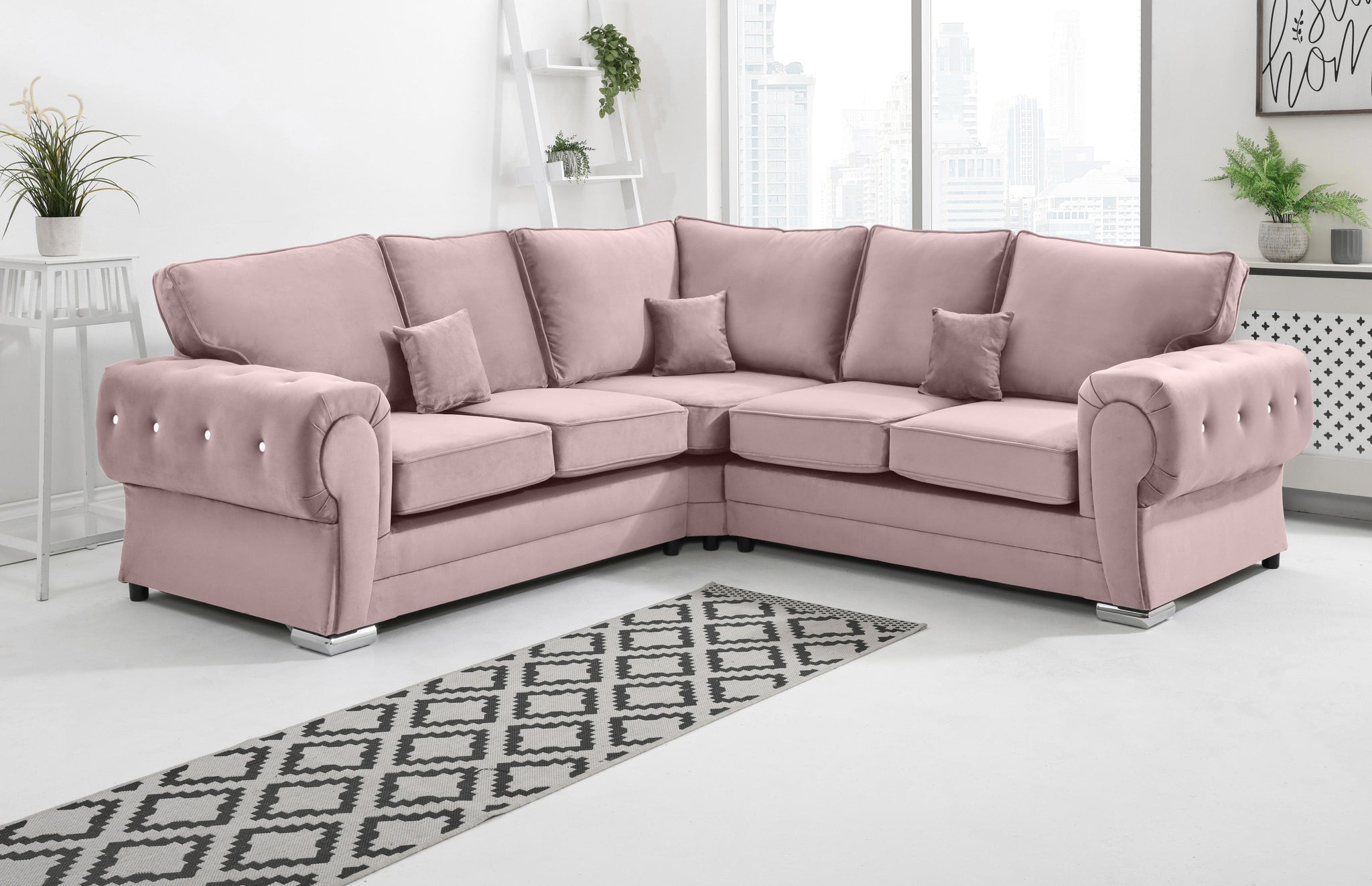 Lucera Plush Corner Fullback + Diamonds - Sofa Scape UK