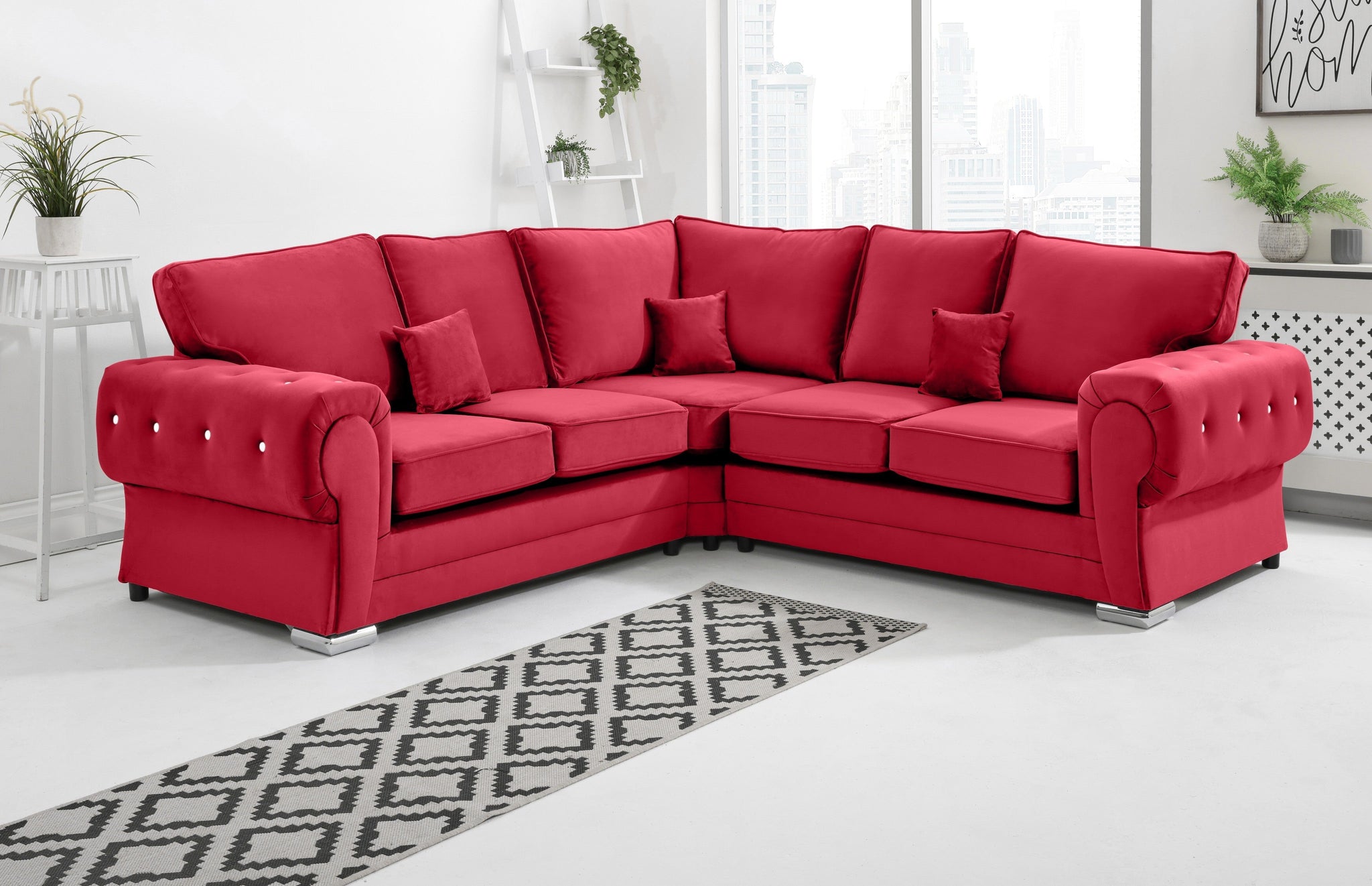 Lucera Plush Corner Fullback + Diamonds - Sofa Scape UK