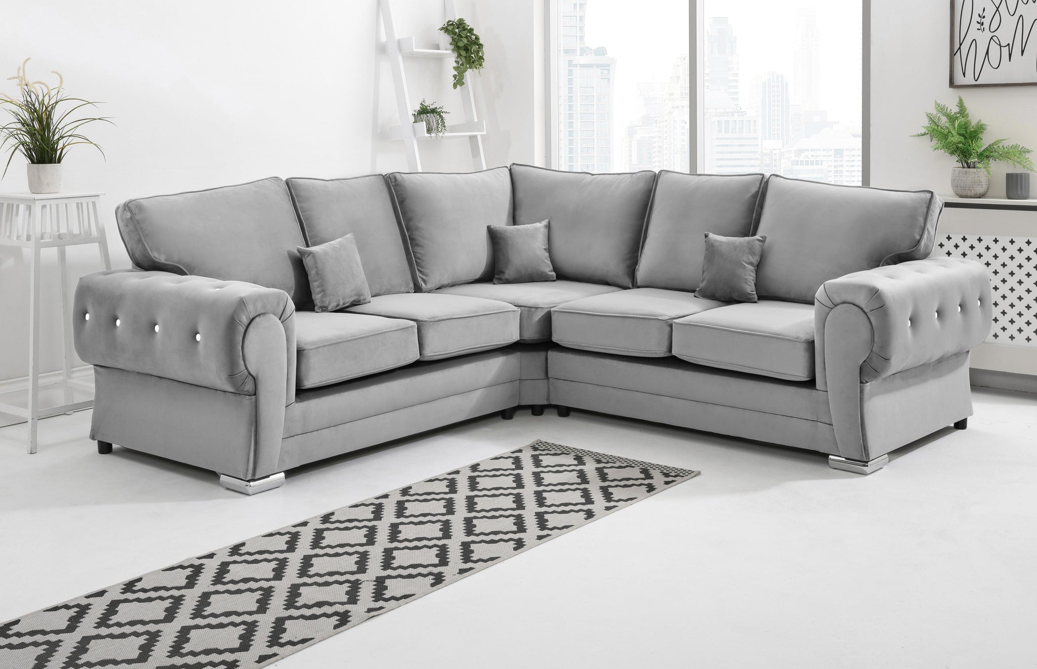 Lucera Plush Corner Fullback + Diamonds - Sofa Scape UK
