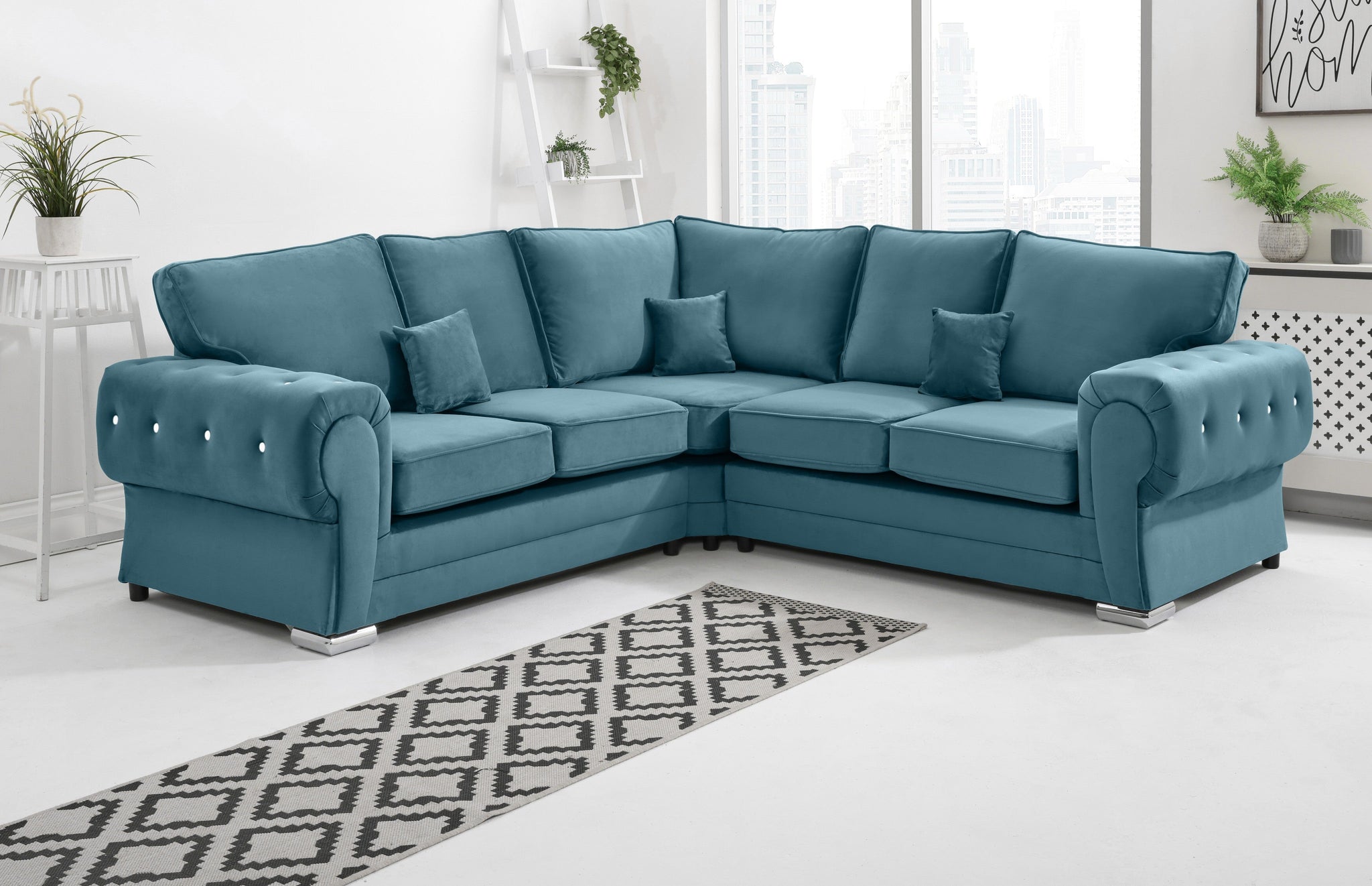 Lucera Plush Corner Fullback + Diamonds - Sofa Scape UK