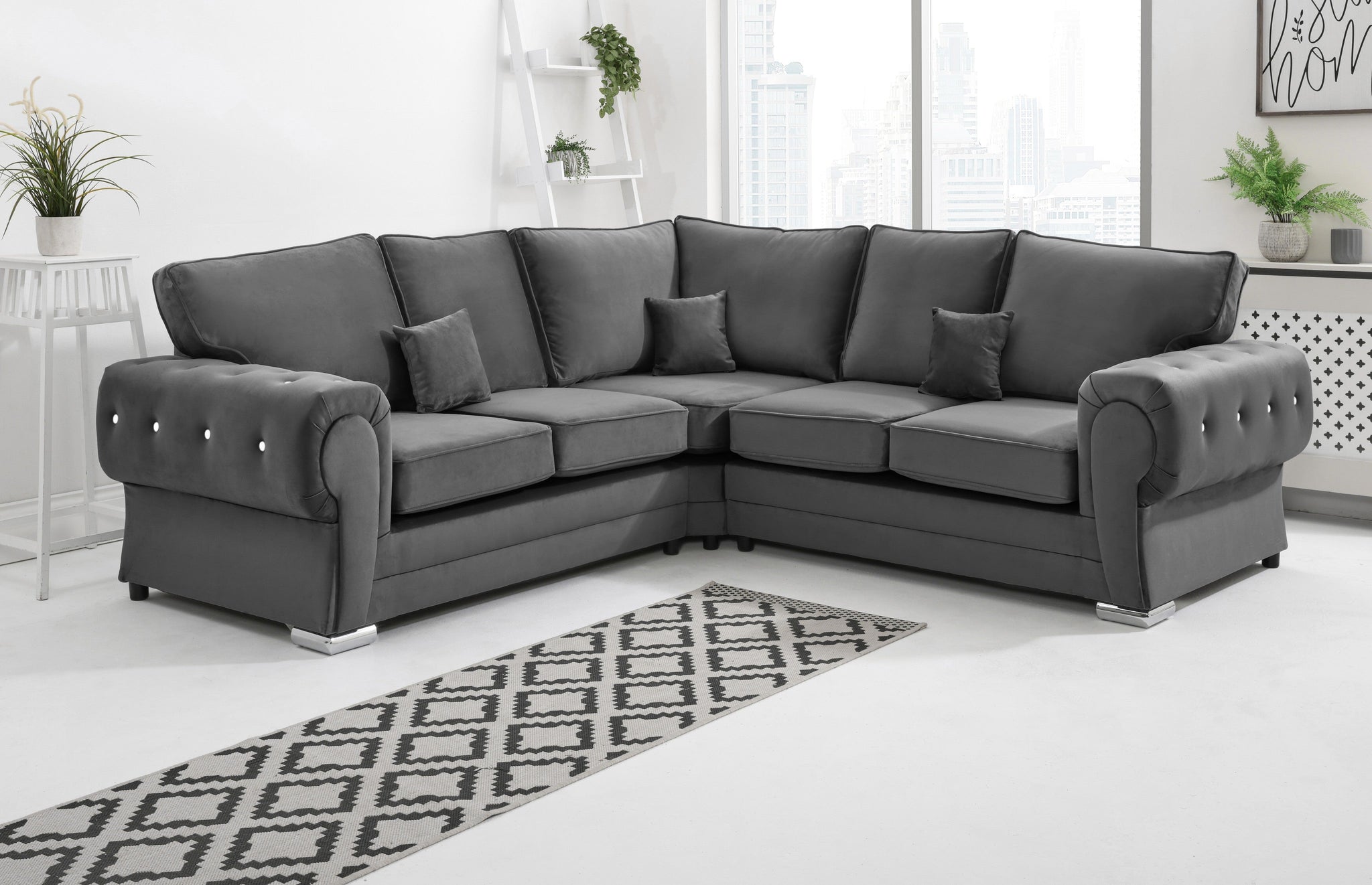 Lucera Plush Corner Fullback + Diamonds - Sofa Scape UK