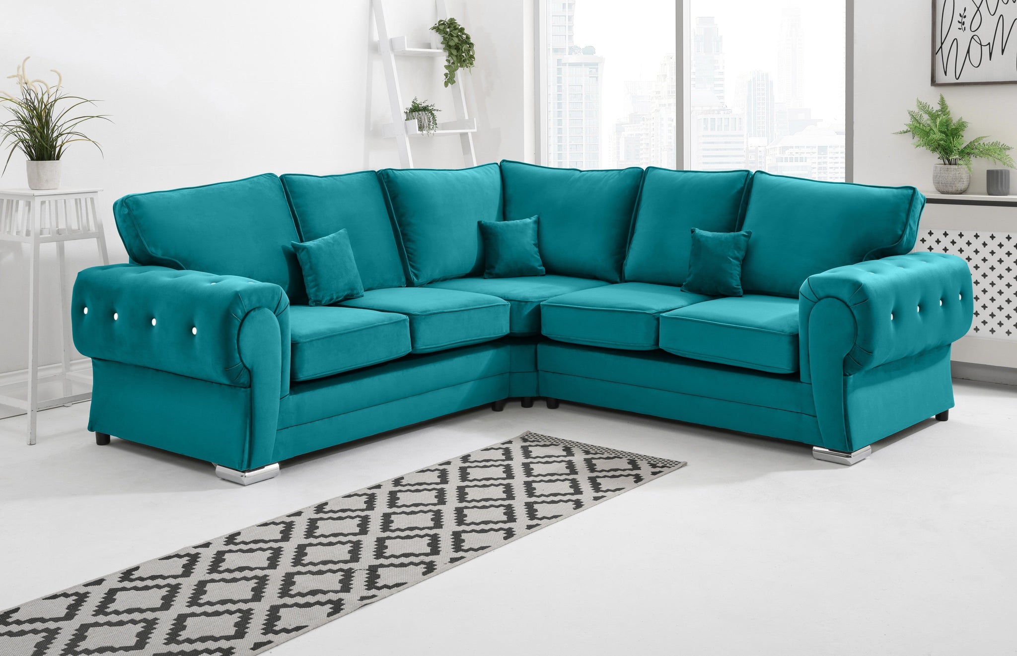 Lucera Plush Corner Fullback + Diamonds - Sofa Scape UK