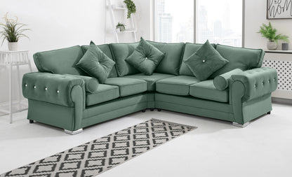 Lucera Plush Corner Fullback + Extra Cushions + Diamonds