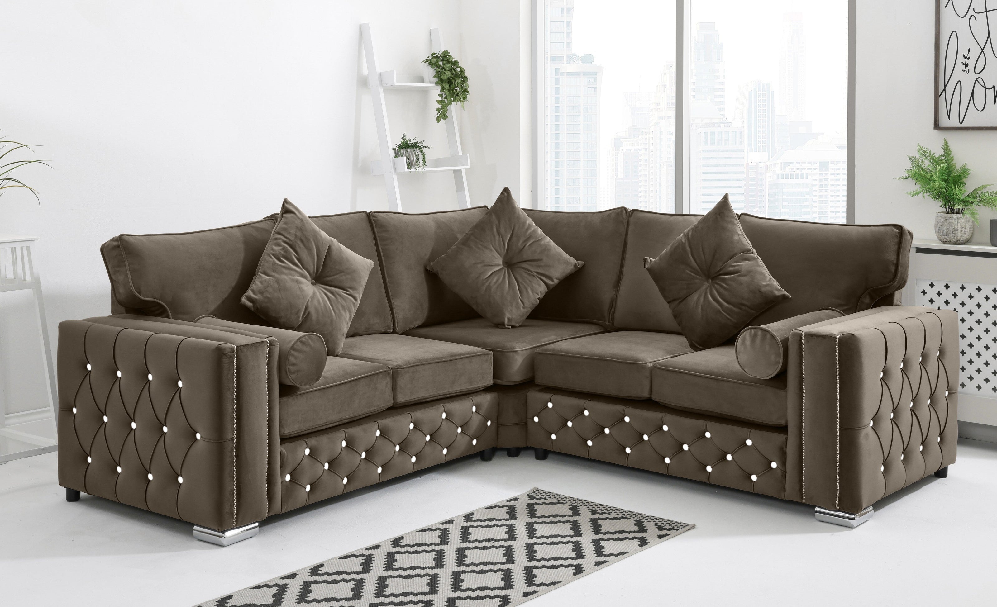 Ventura Corner Fullback + Extra Cushions + Diamonds - Sofa Scape UK