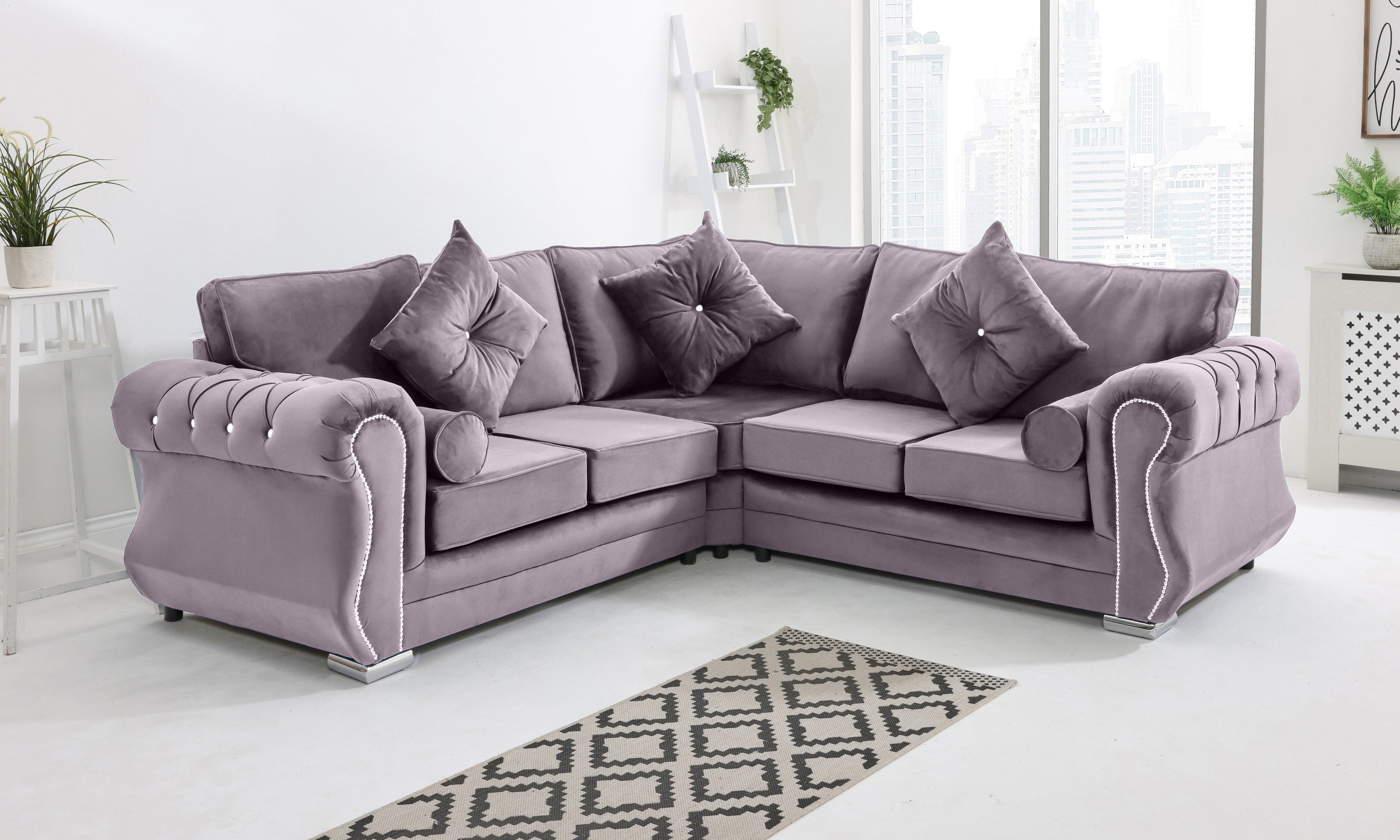 Strada Corner Fullback + Diamonds + Extra Cushions - Sofa Scape UK