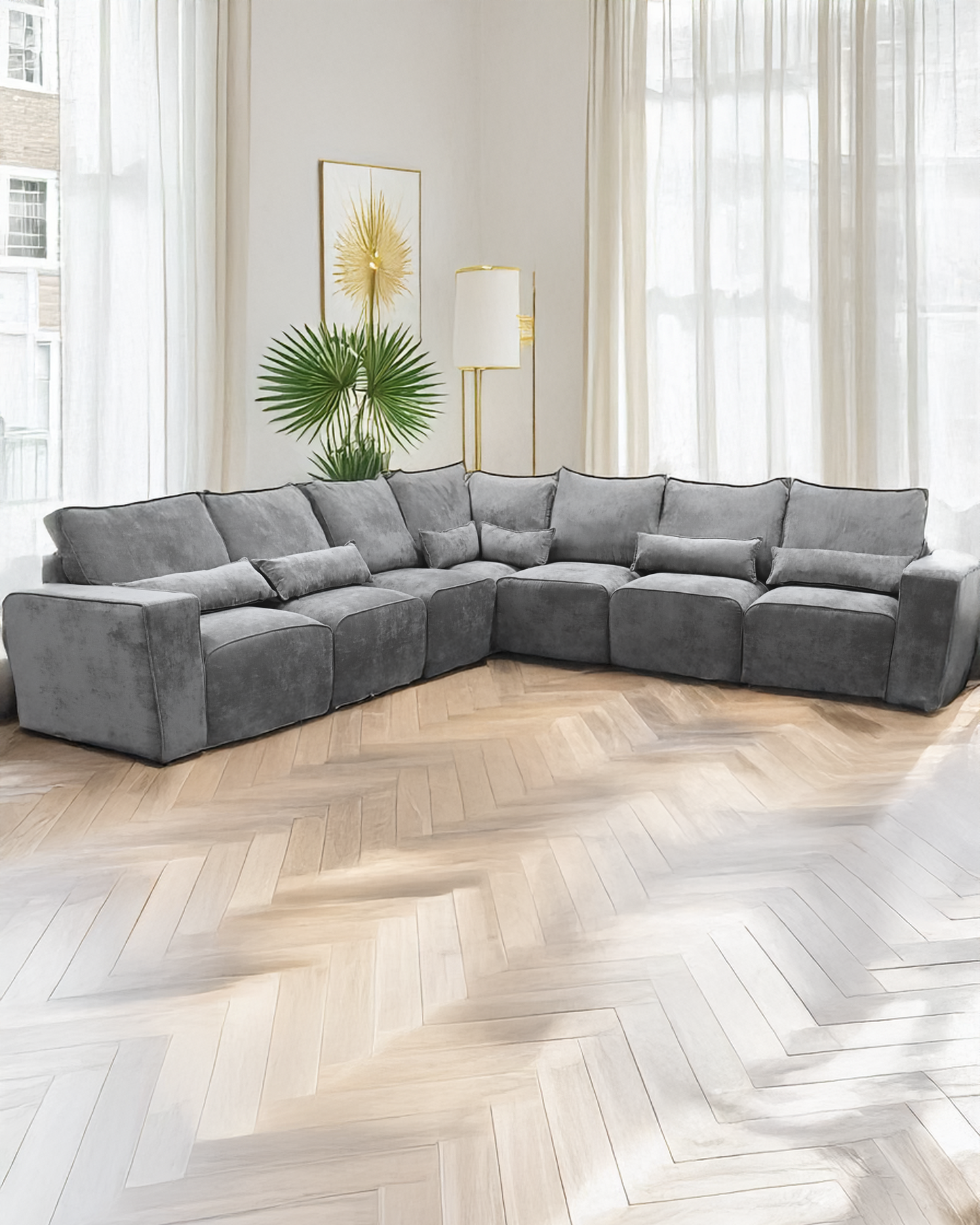 Ravena Corner Fullback Sofa – 2 Bolsters Cushions - Sofa Scape UK