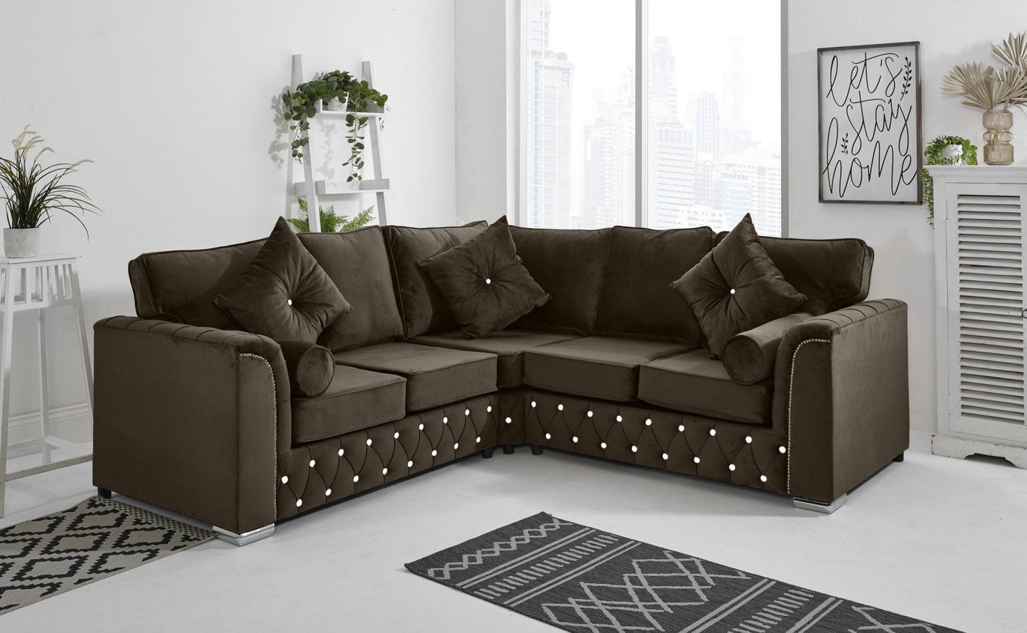 Malibu Corner Fullback - 2c2 + Diamonds+ Bolster / Buttoned Cushions - Sofa Scape UK