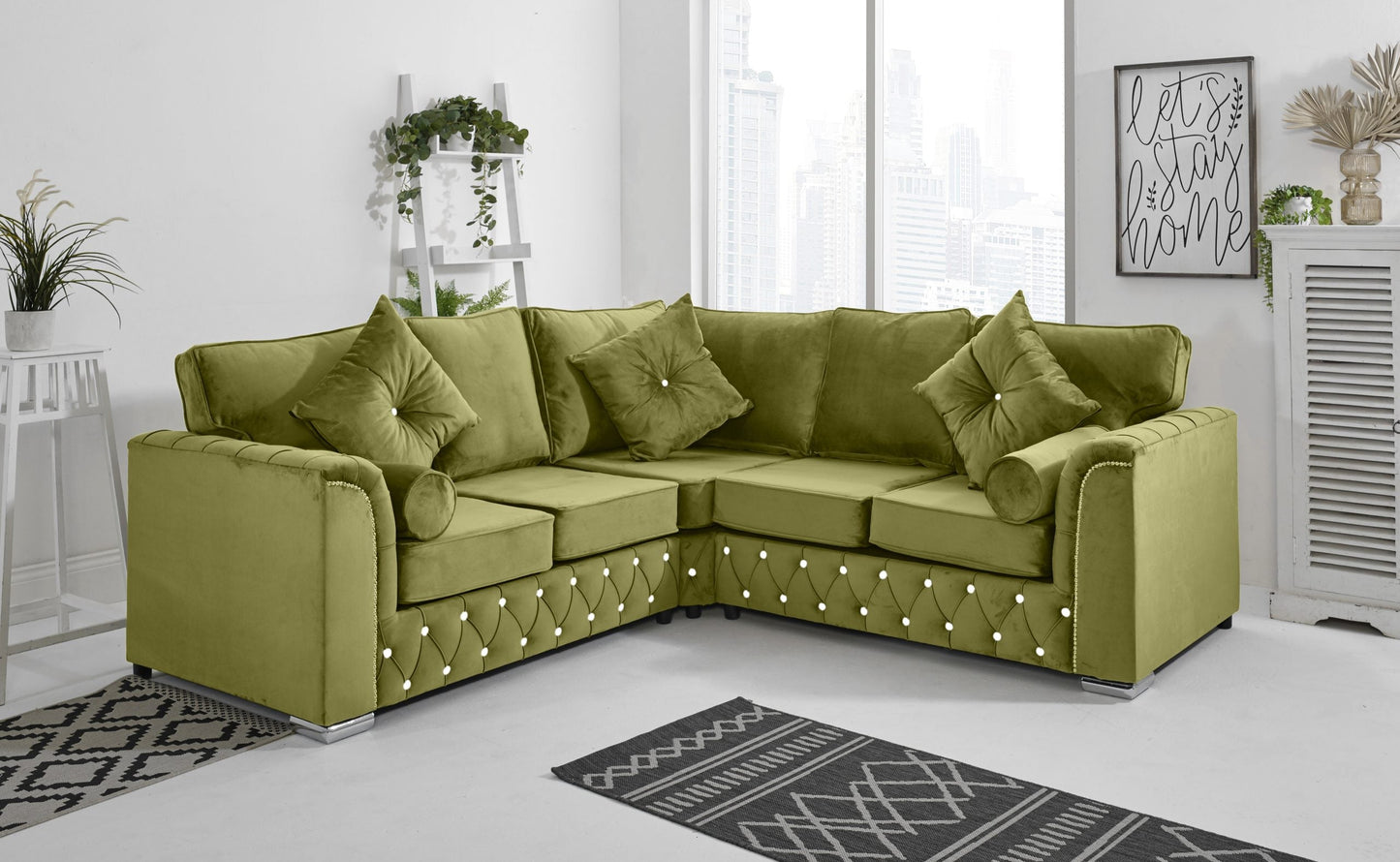 Malibu Corner Fullback - 2c2 + Diamonds+ Bolster / Buttoned Cushions - Sofa Scape UK