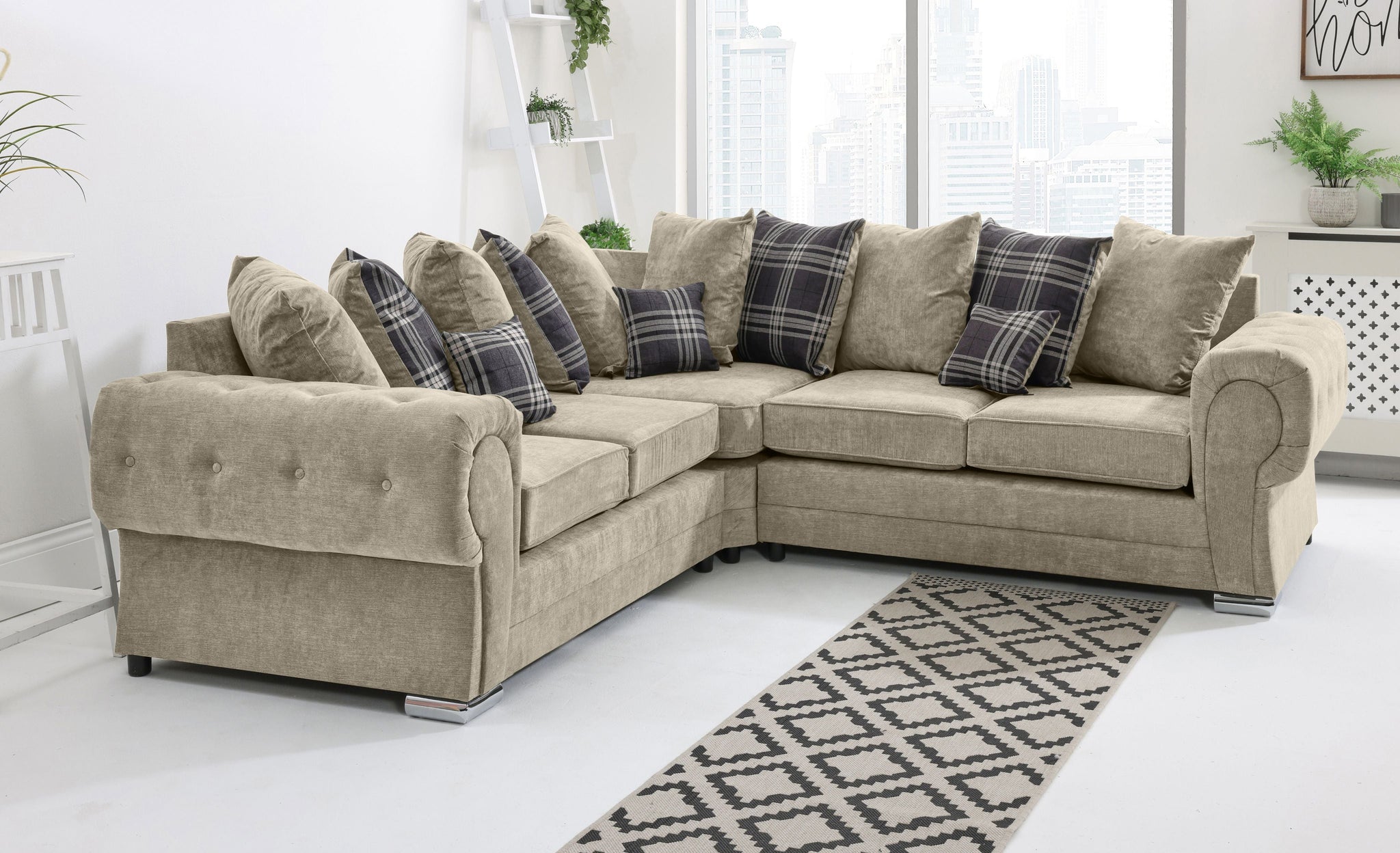 Lucera Chenile Corner Scatterback - Sofa Scape UK