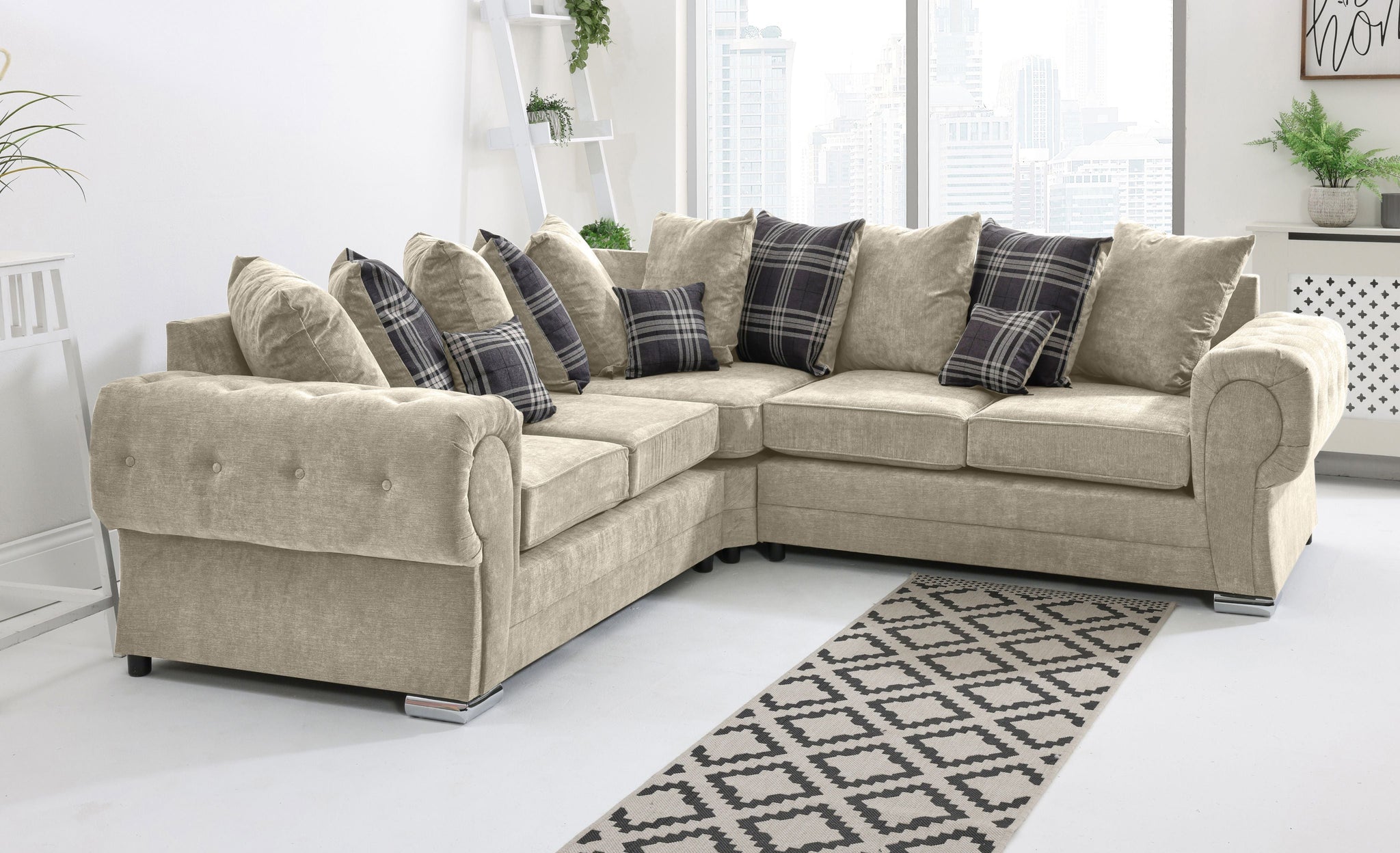 Lucera Chenile Corner Scatterback - Sofa Scape UK