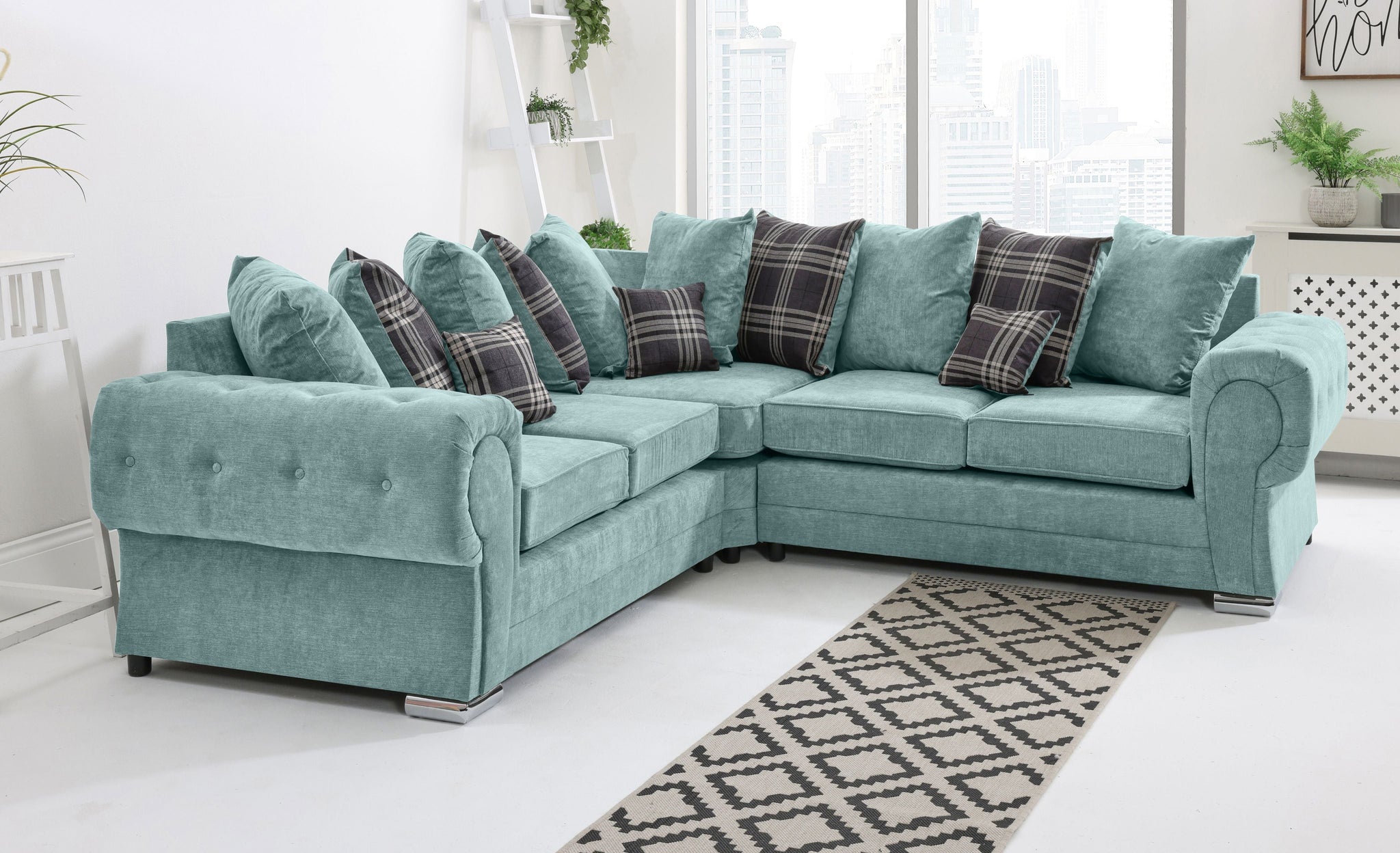 Lucera Chenile Corner Scatterback - Sofa Scape UK