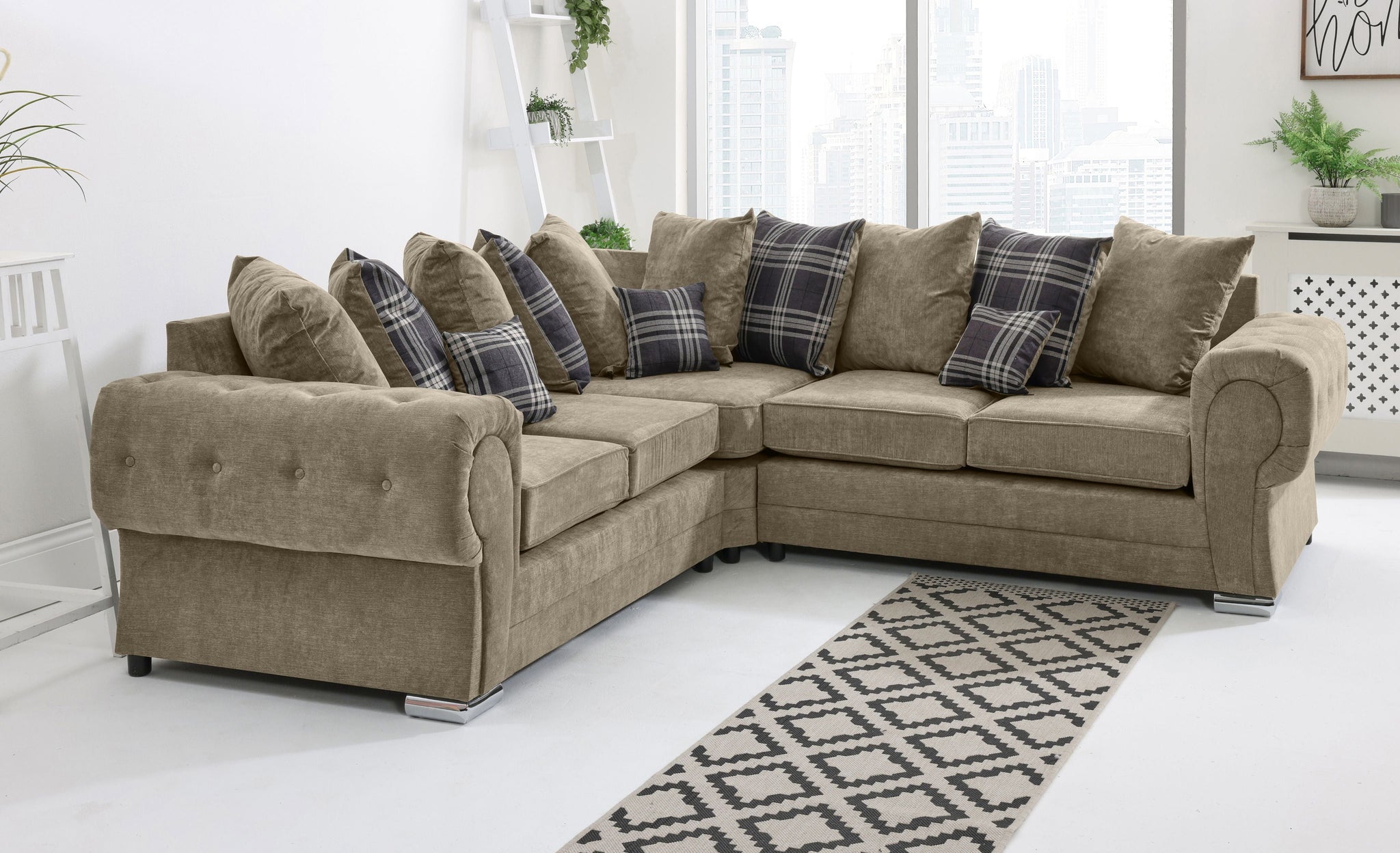 Lucera Chenile Corner Scatterback - Sofa Scape UK