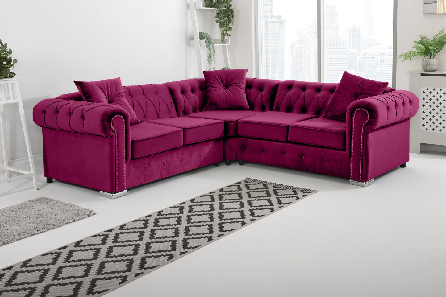 Novara Chesterfield Corner +Exctra Cushion
