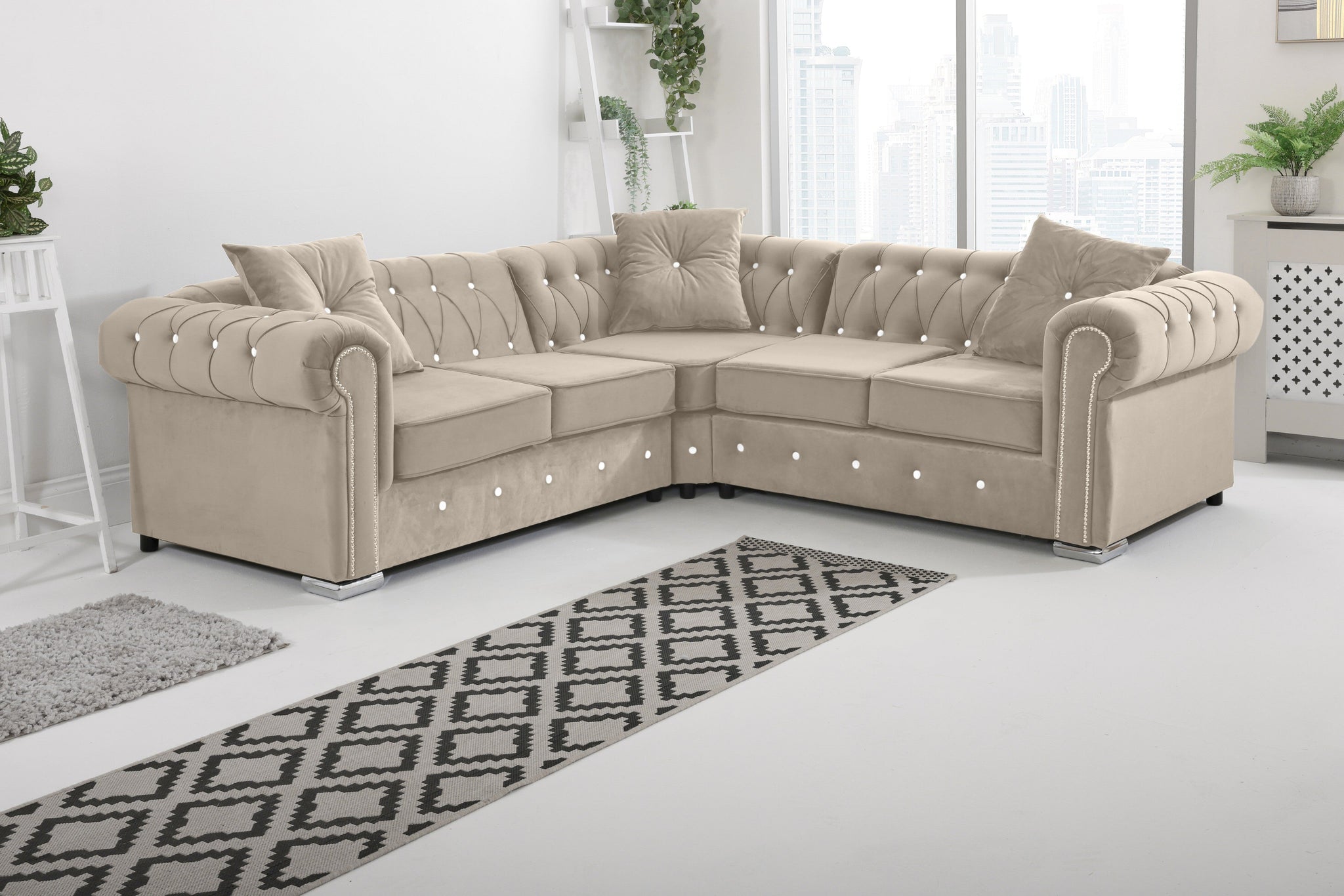 Novara Chesterfield - Corner With Dimond +Exctra Cushion