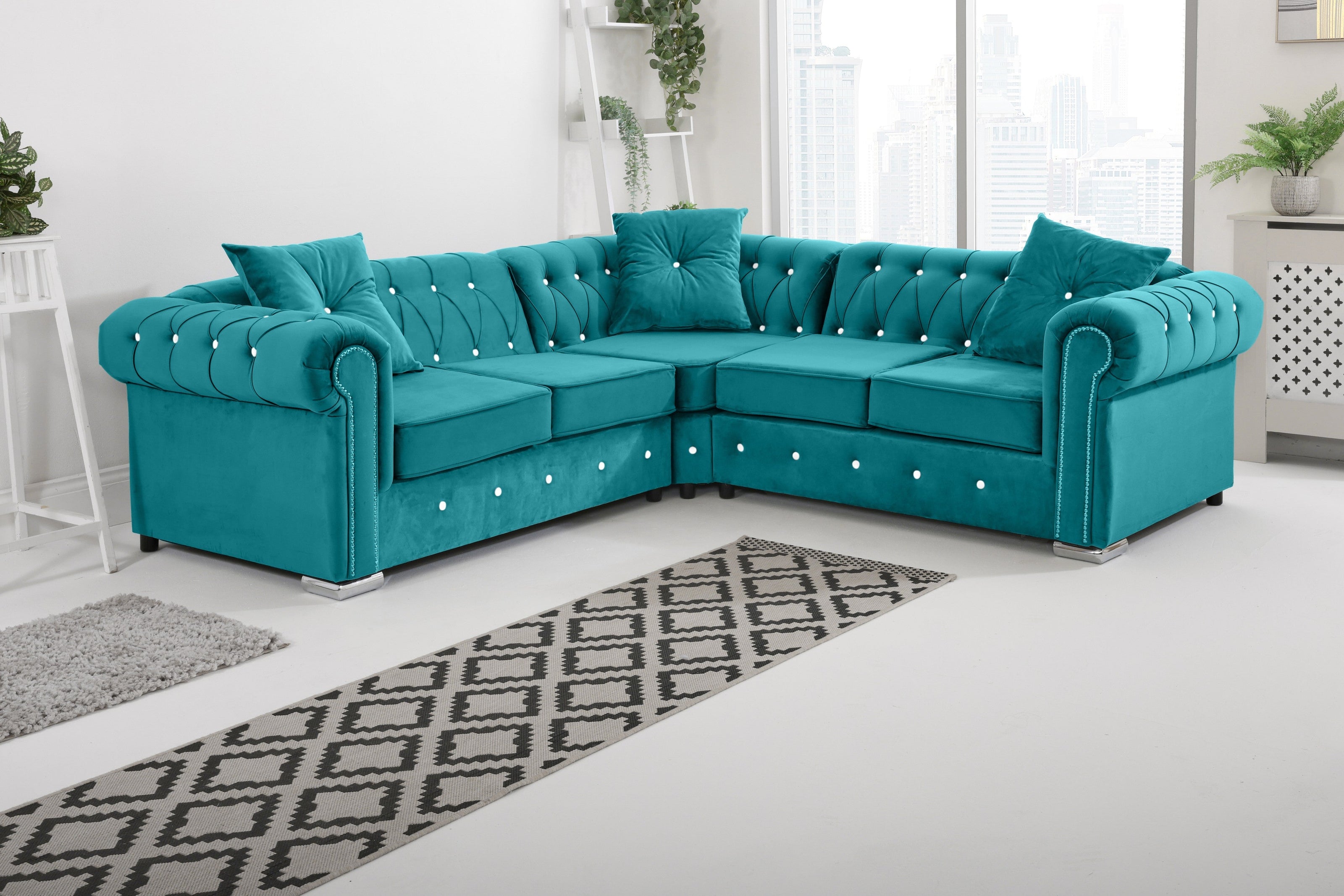 Novara Chesterfield - Corner With Diamond +Extra Cushion - Sofa Scape UK