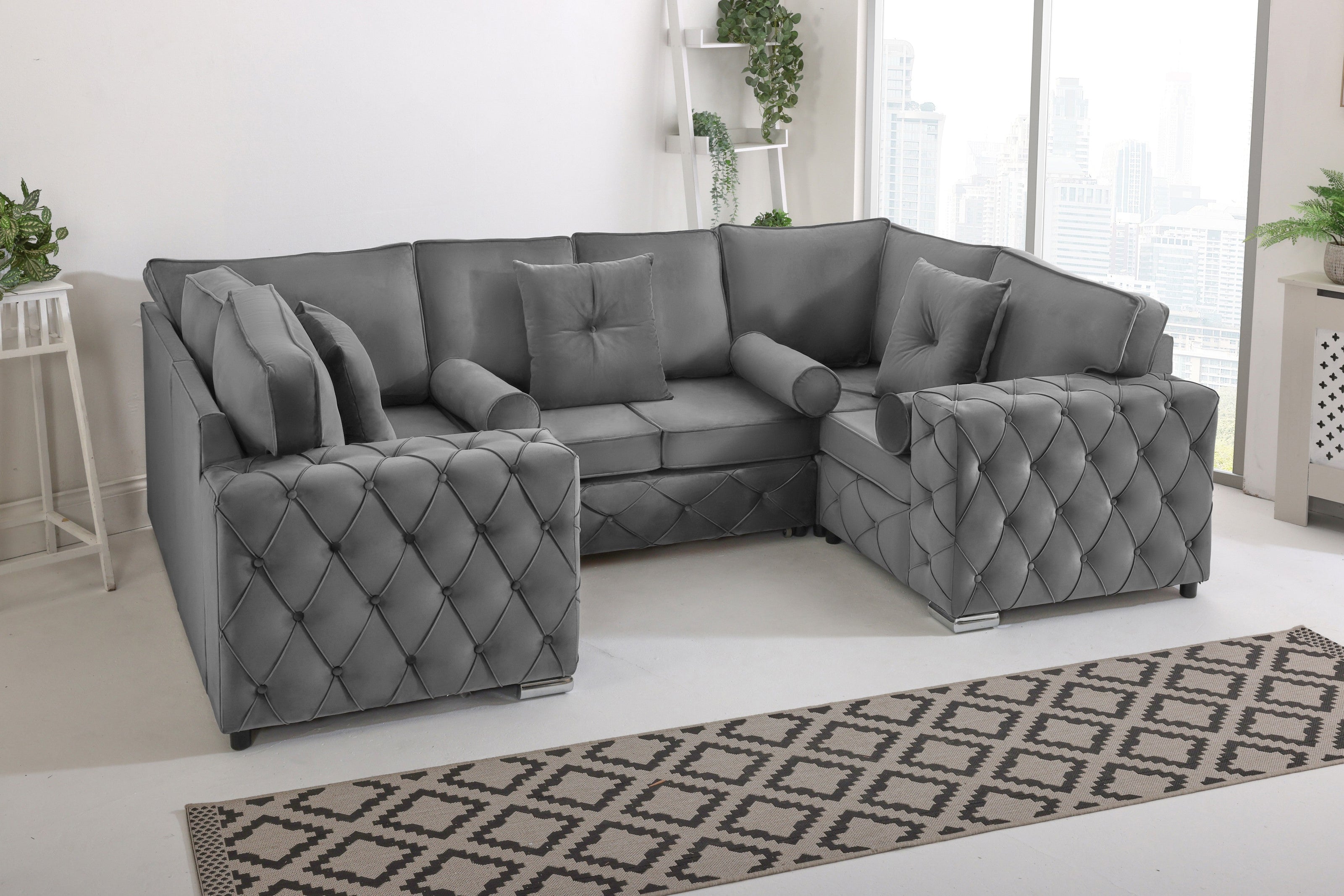 Castro U Shape Sofa  Fullback - Plush Velvet - Sofa Scape UK