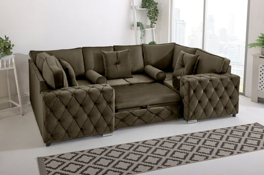 Castro U Shape Sofa bed  Fullback - Plush Velvet - Sofa Scape UK