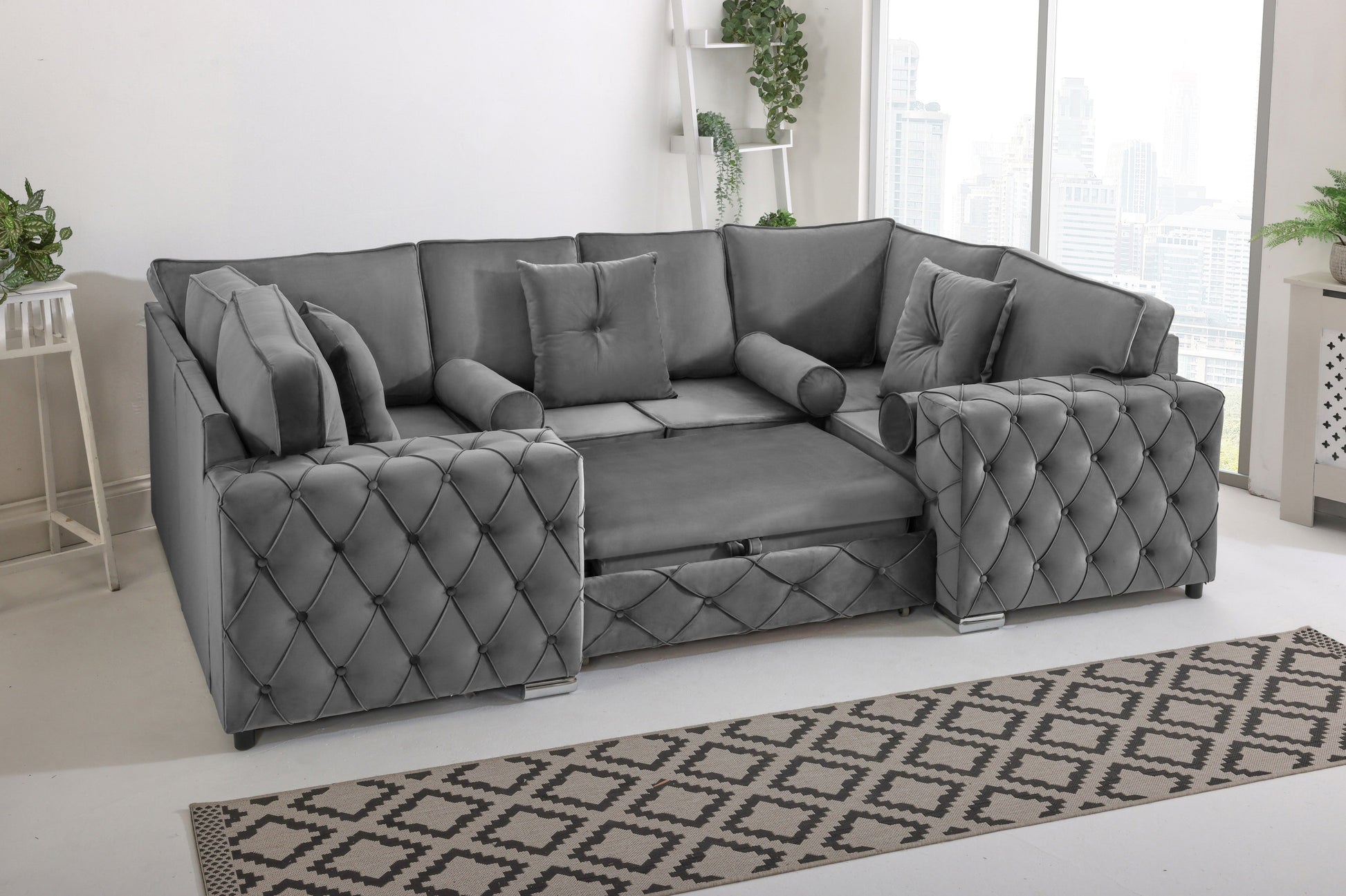 Castro U Shape Sofa bed  Fullback - Plush Velvet - Sofa Scape UK