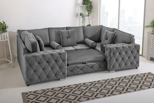 Castro U Shape Sofa bed  Fullback - Plush Velvet - Sofa Scape UK