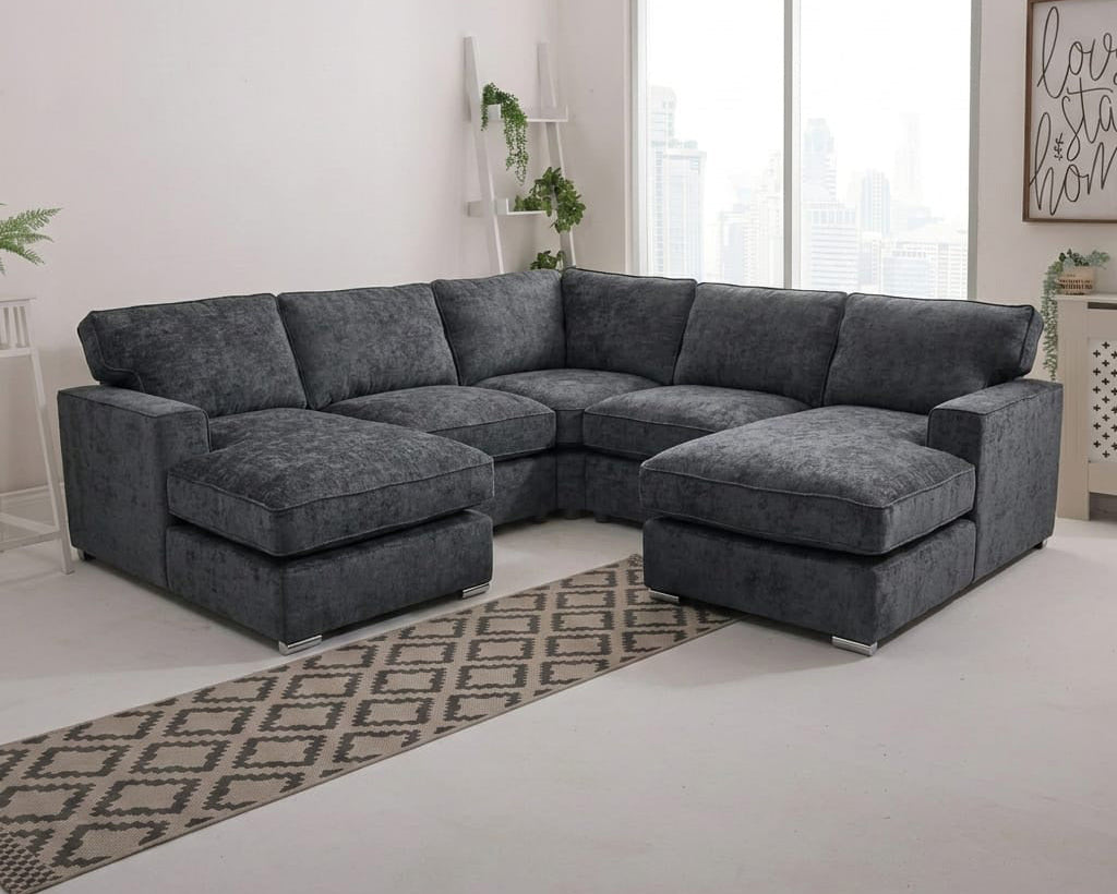 Sahara Noir Corner Sofa Fixed Ottoman