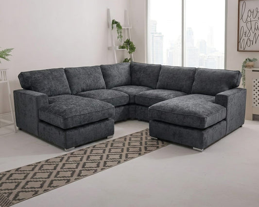 Sahara Noir Corner Sofa Fixed Ottoman