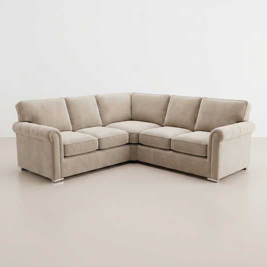 Amalfi Cream Velvet Corner Sofa - Sofa Scape UK