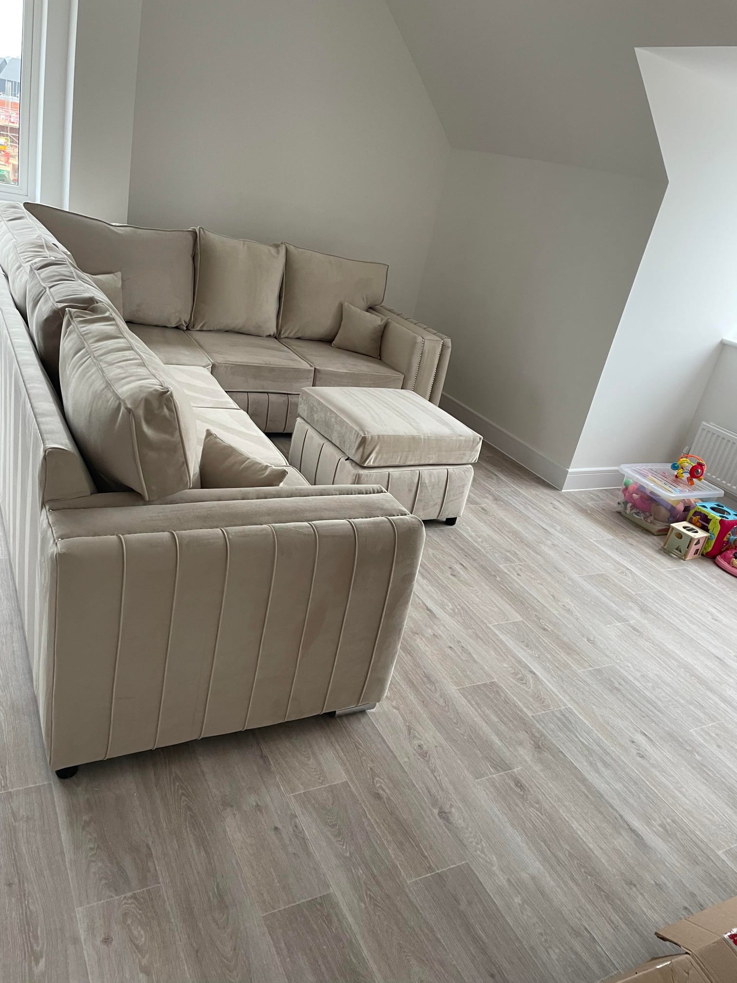 Layla Corner - Cream Fullback & Footstool - Sofa Scape UK