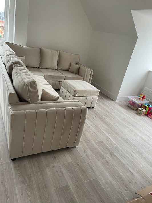 Layla Corner - Cream Fullback & Footstool - Sofa Scape UK