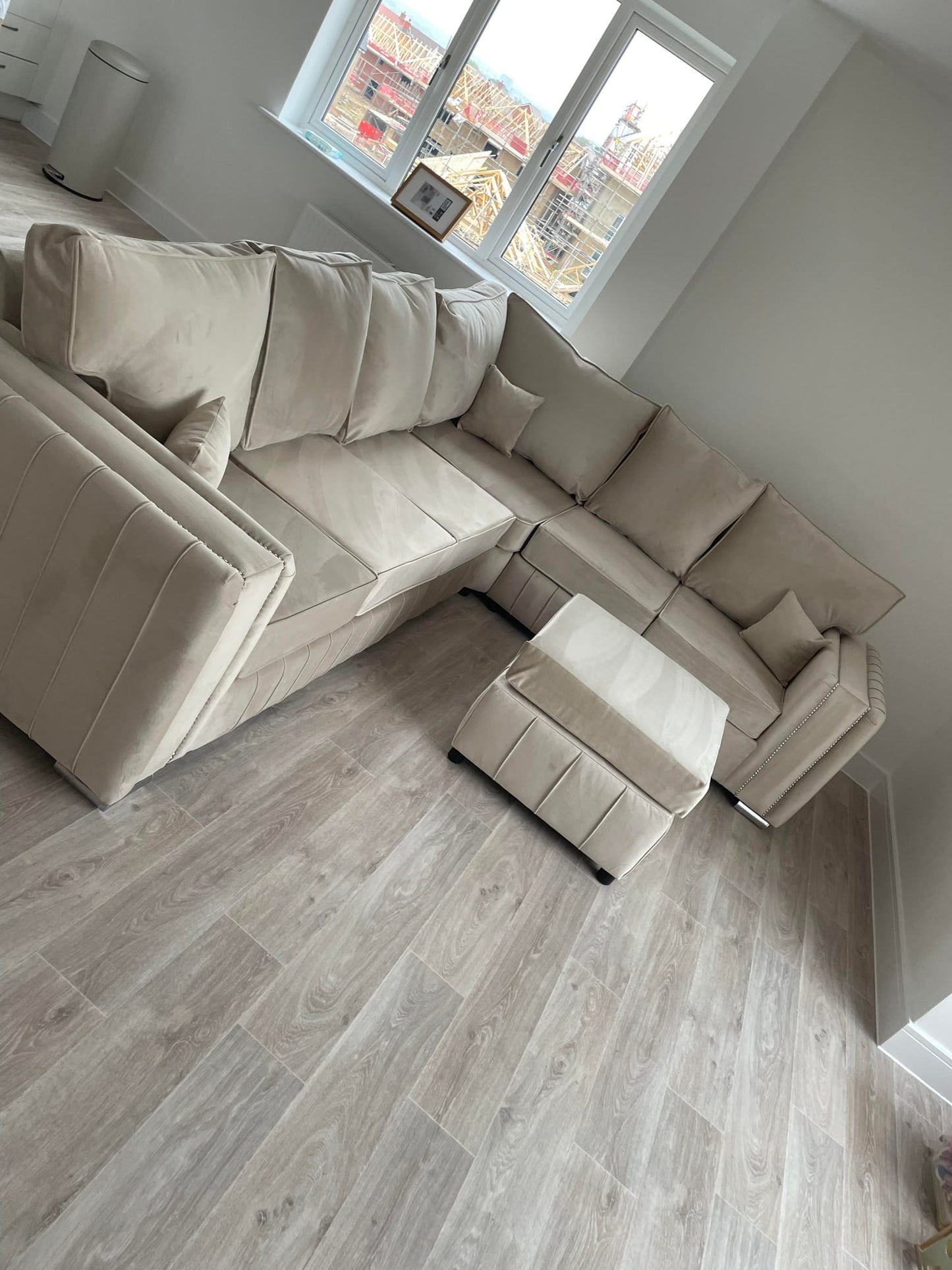 Layla Corner - Cream Fullback & Footstool - Sofa Scape UK