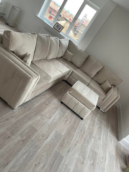 Layla Corner - Cream Fullback & Footstool - Sofa Scape UK