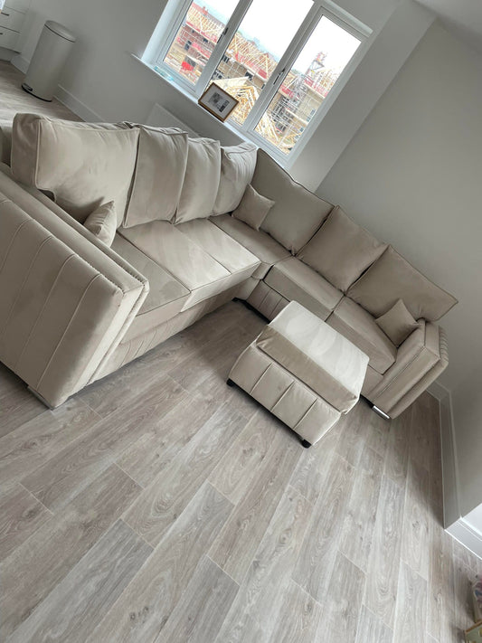 Layla Corner - Cream Fullback & Footstool - Sofa Scape UK