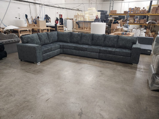 Madrid 8 Seater Corner - Coal Chenille Fullback - Sofa Scape UK