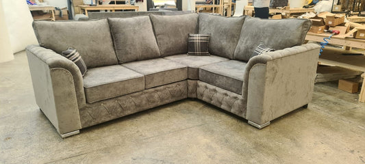 Malibu 4 Seater Corner - Grey Chenille Fullback - Sofa Scape UK