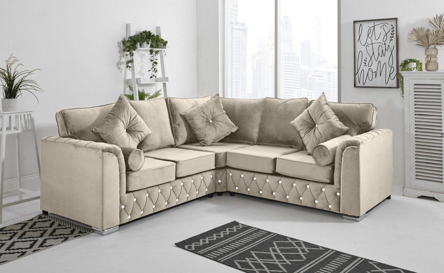 Malibu Corner Fullback - 2c2 + Diamonds+ Bolster / Buttoned Cushions - Sofa Scape UK