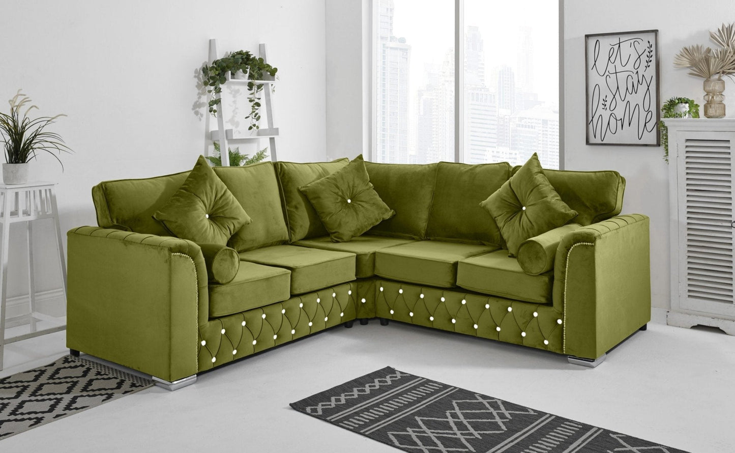 Malibu Corner Fullback - 2c2 + Diamonds+ Bolster / Buttoned Cushions - Sofa Scape UK