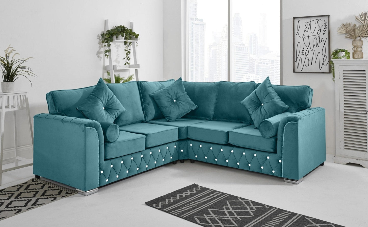 Malibu Corner Fullback - 2c2 + Diamonds+ Bolster / Buttoned Cushions - Sofa Scape UK