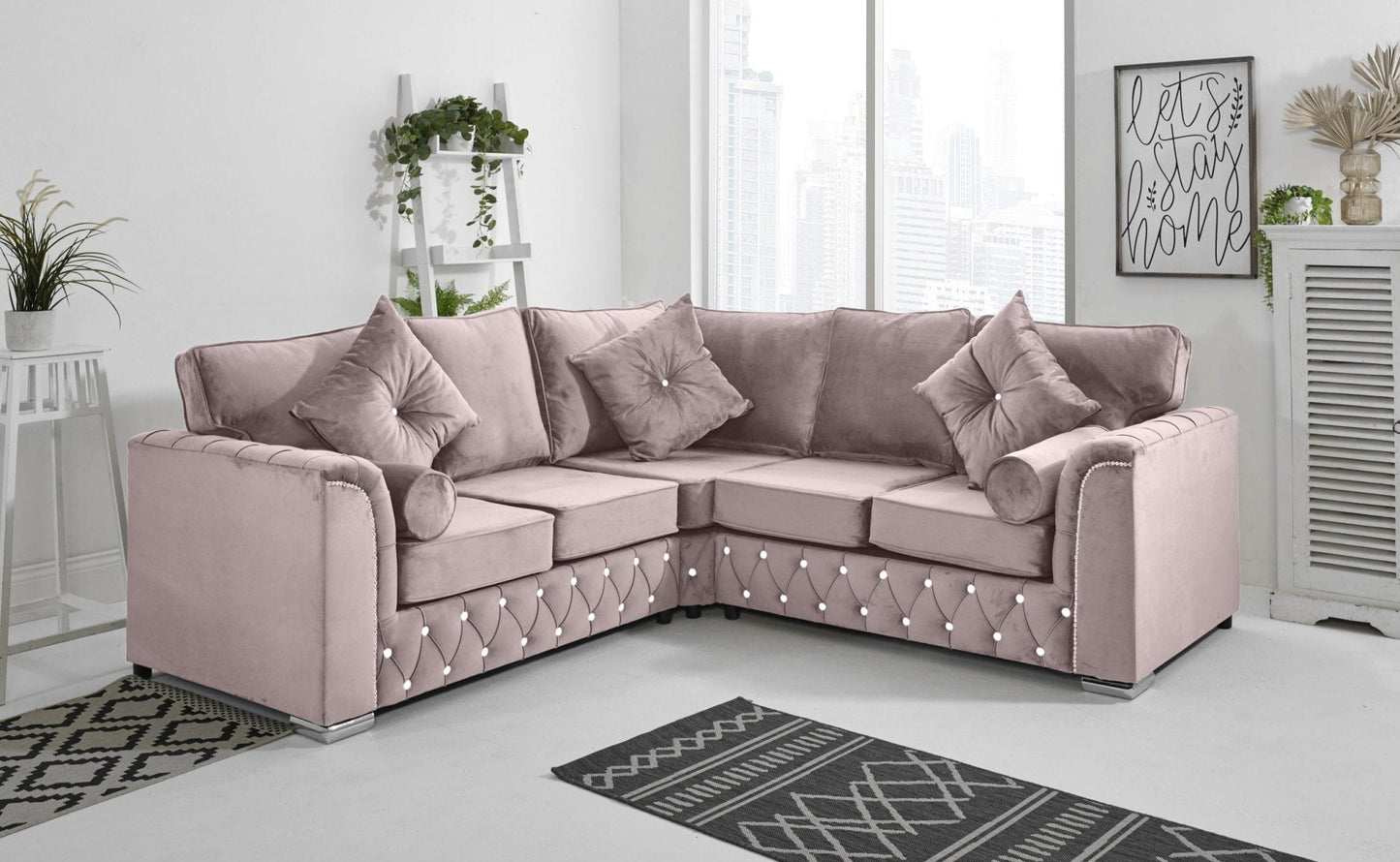 Malibu Corner Fullback - 2c2 + Diamonds+ Bolster / Buttoned Cushions - Sofa Scape UK
