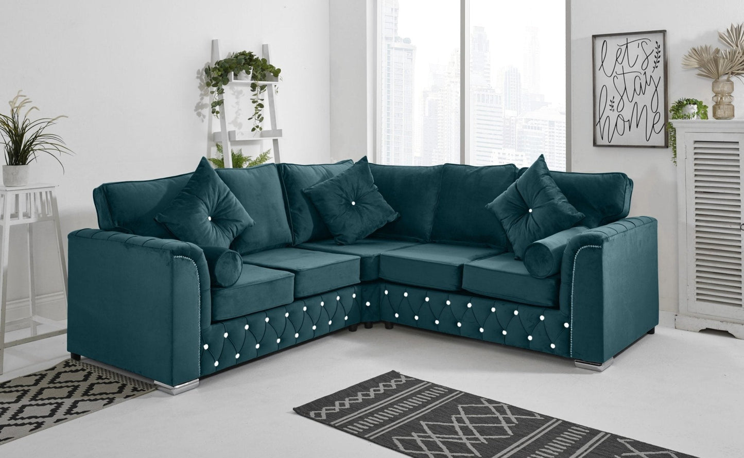 Malibu Corner Fullback - 2c2 + Diamonds+ Bolster / Buttoned Cushions - Sofa Scape UK