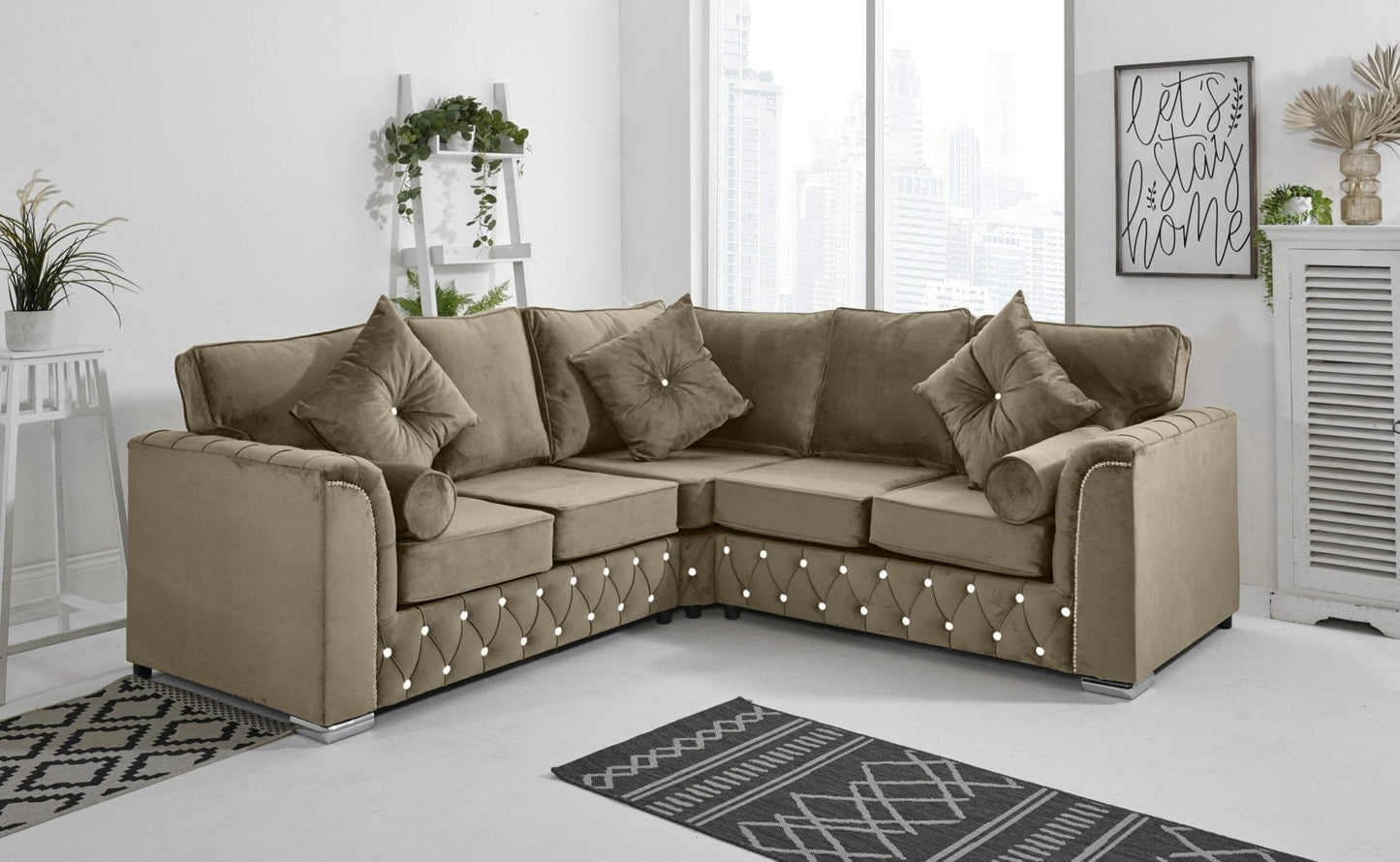 Malibu Corner Fullback - 2c2 + Diamonds+ Bolster / Buttoned Cushions - Sofa Scape UK