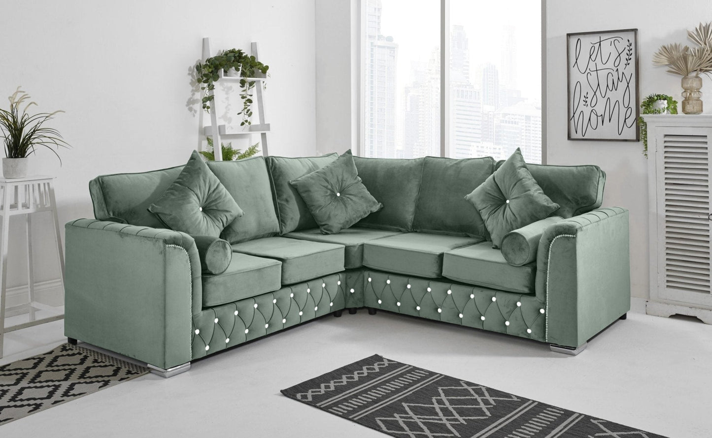 Malibu Corner Fullback - 2c2 + Diamonds+ Bolster / Buttoned Cushions - Sofa Scape UK