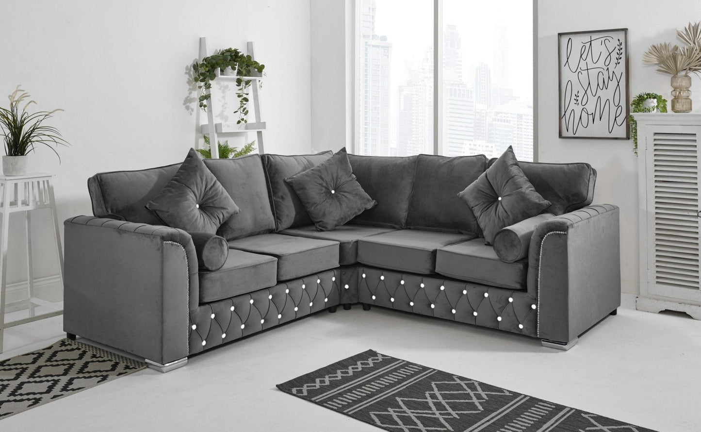 Malibu Corner Fullback - 2c2 + Diamonds+ Bolster / Buttoned Cushions - Sofa Scape UK
