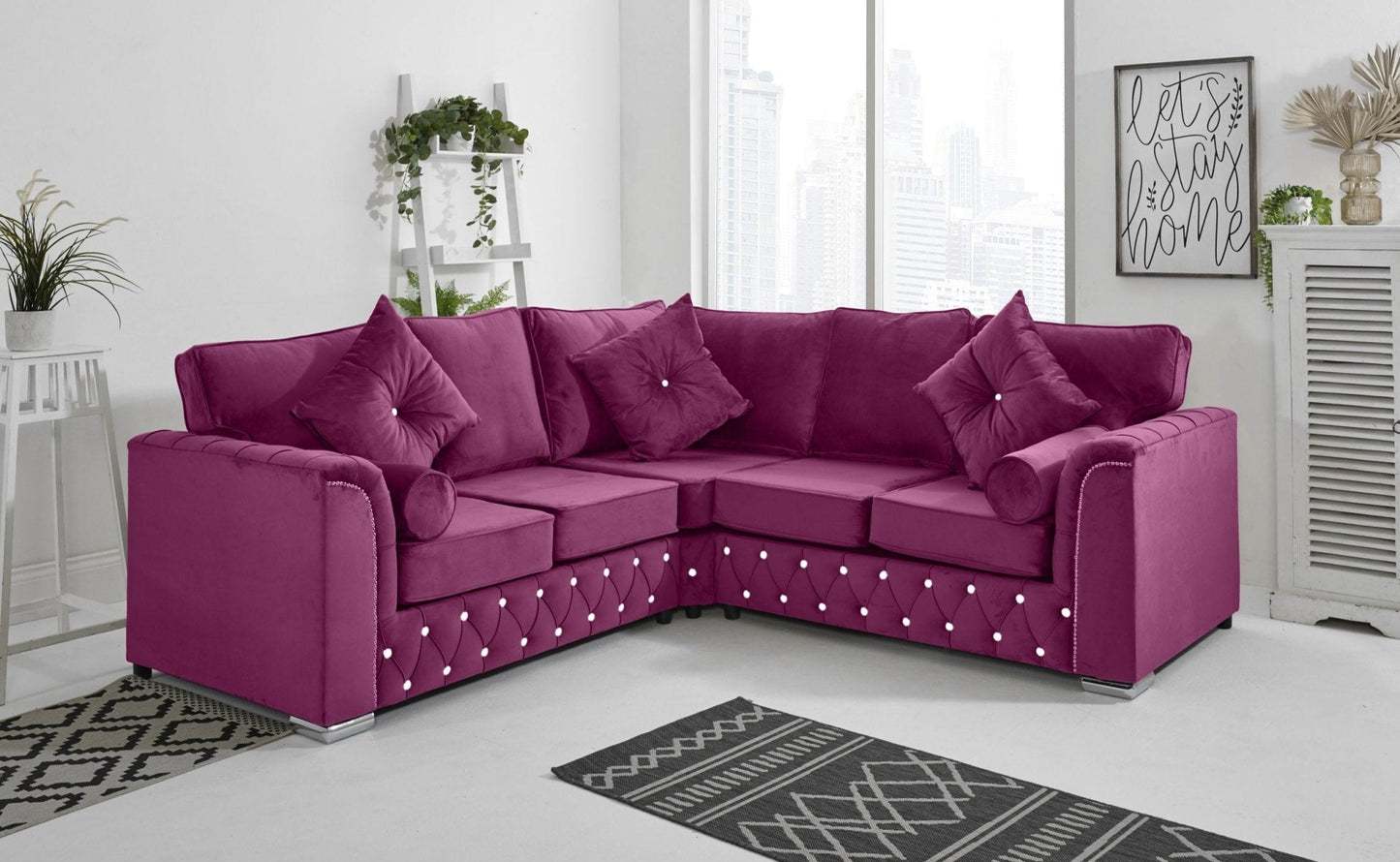 Malibu Corner Fullback - 2c2 + Diamonds+ Bolster / Buttoned Cushions - Sofa Scape UK
