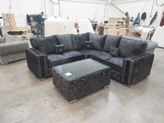 Milano Corner & Coffee Table - Gunmetal Fullback - Sofa Scape UK