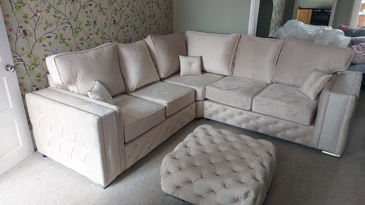 Milano Corner & Footstool - Fullback Cream - Sofa Scape UK