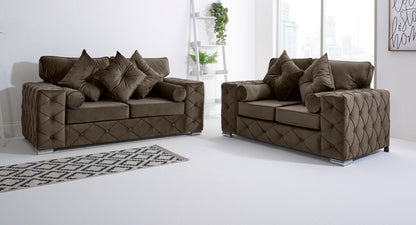 Milton 3+2 Fullback + Bolster / Buttoned Cushions - Sofa Scape UK