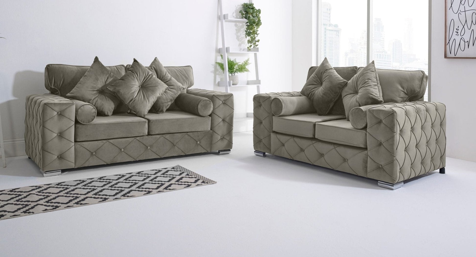 Milton 3+2 Fullback + Bolster / Buttoned Cushions - Sofa Scape UK