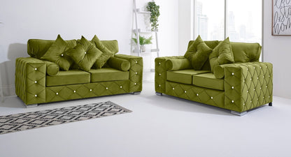 Milton 3+2 Fullback + Diamonds + Bolster / Buttoned Cushions - Sofa Scape UK