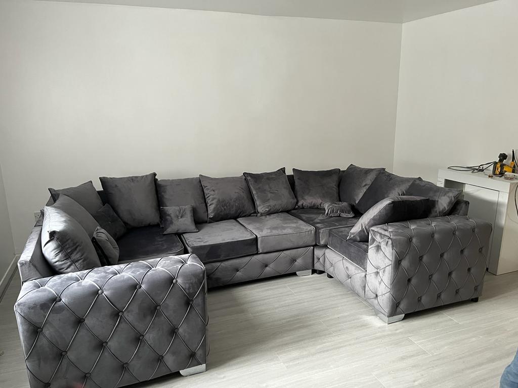 Milton 6 Seater U shape - Scatterback Grey - Sofa Scape UK