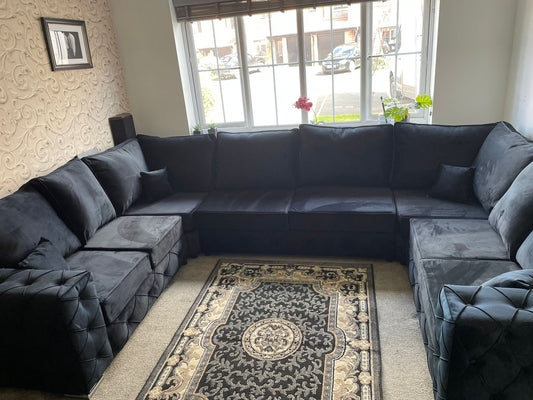 Milton 8 Seater U shape - Fullback Black - Sofa Scape UK