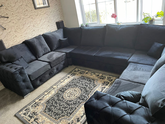 Milton 8 Seater U shape - Fullback Black - Sofa Scape UK